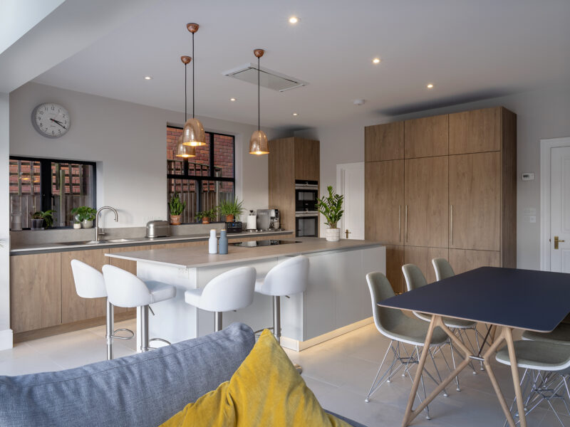 Open plan kitchen diner