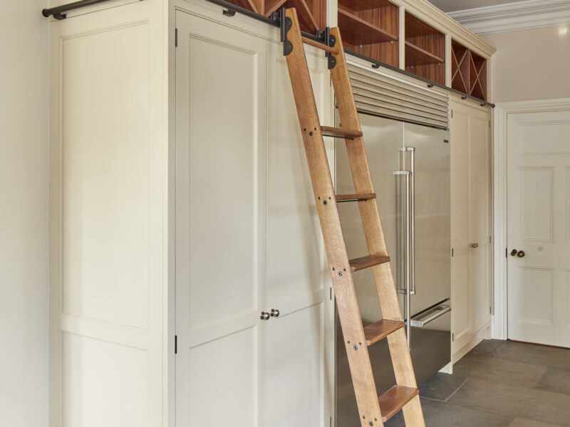 wooden ladder on the cabinets